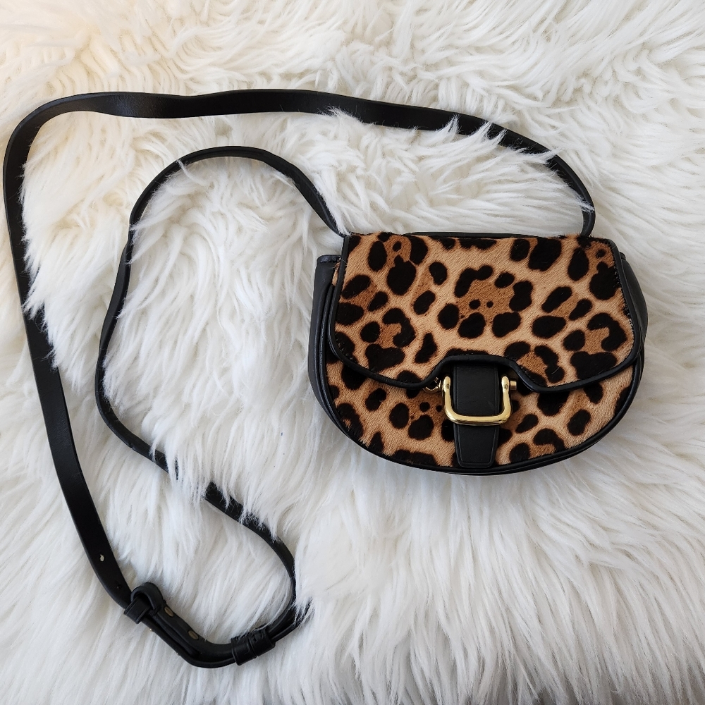 J. Crew leather and calf hair crossbody NWT